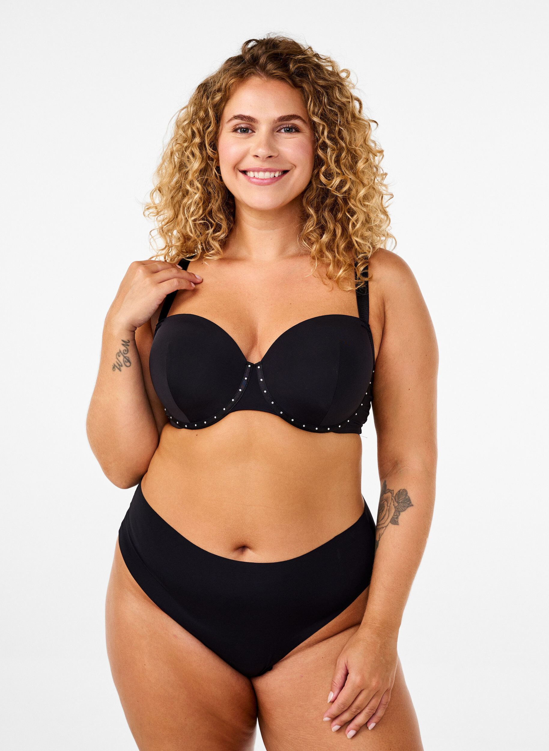 Zizzi Soutien-Gorge moul&eacute; avec strass, Noir, Model image number 1