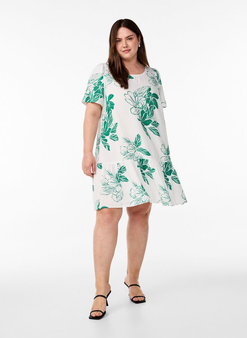 Robe en viscose avec d&eacute;coupe, Vert, Model image number 1
