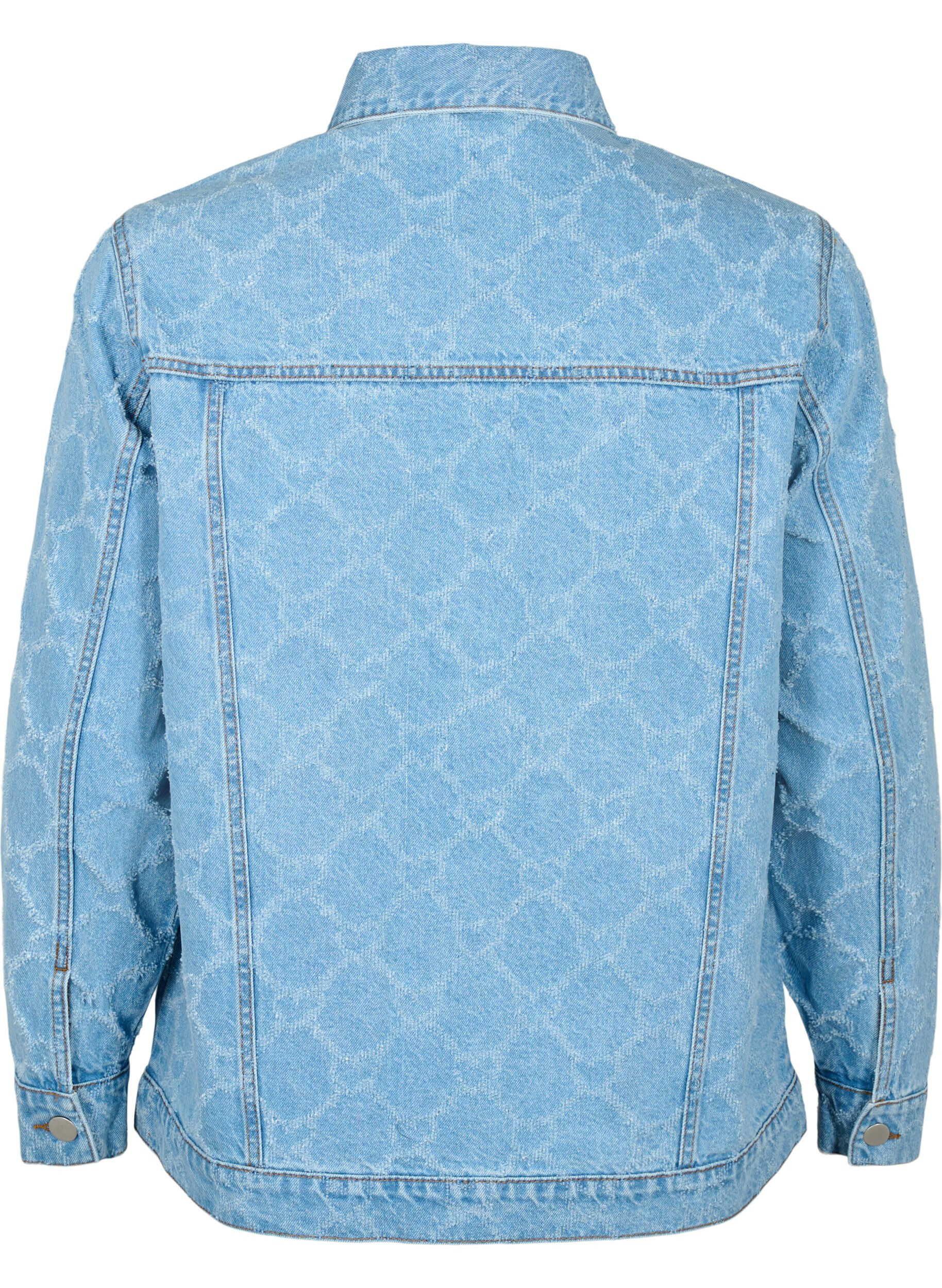Zizzi Veste en jean avec motif d&eacute;chir&eacute;, Blue denim, Packshot image number 1