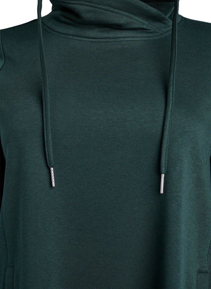 Robe sweat-shirt courte &agrave; col montant et poches, Vert fonc&eacute;, Packshot image number 2