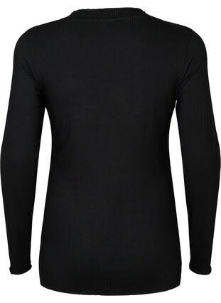 Blouse de maternité à manches longues en tricot côtelé, Black, Packshot image number 1
