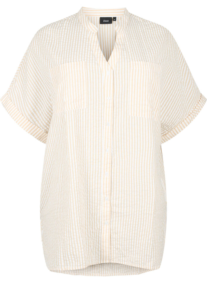 Chemise rayée avec poches de poitrine, Natrual/S. Stripe, Packshot image number 0