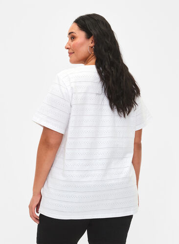 T-shirt en coton à manches courtes, Bright White, Model image number 1