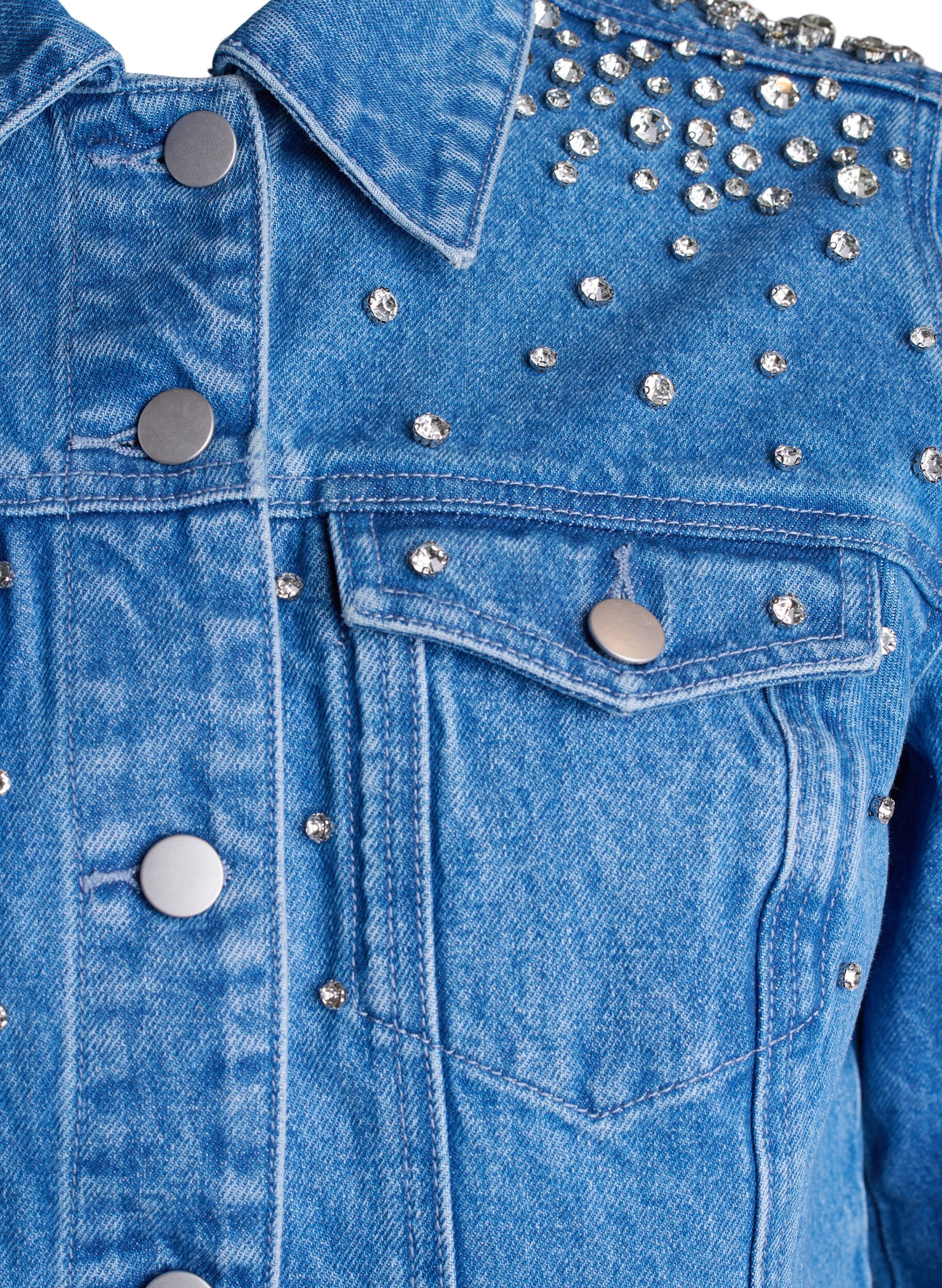 Zizzi Veste en jean avec strass, Bleu, Packshot image number 2