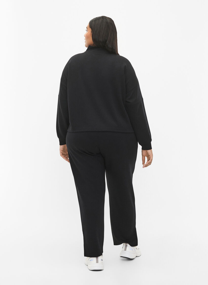 Pantalon en mélange de modal avec fente, Black, Model image number 1