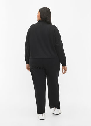 Pantalon en mélange de modal avec fente, Black, Model image number 1