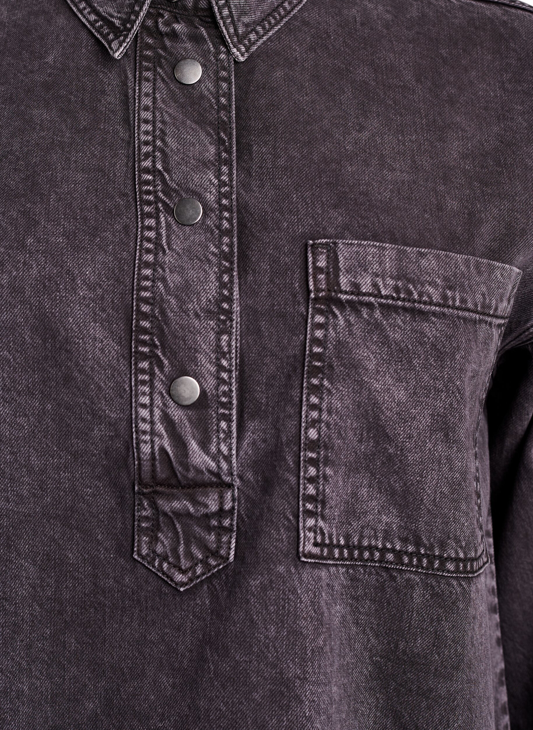 Zizzi Chemise en denim ample avec manches 3/4, Gris, Packshot image number 2