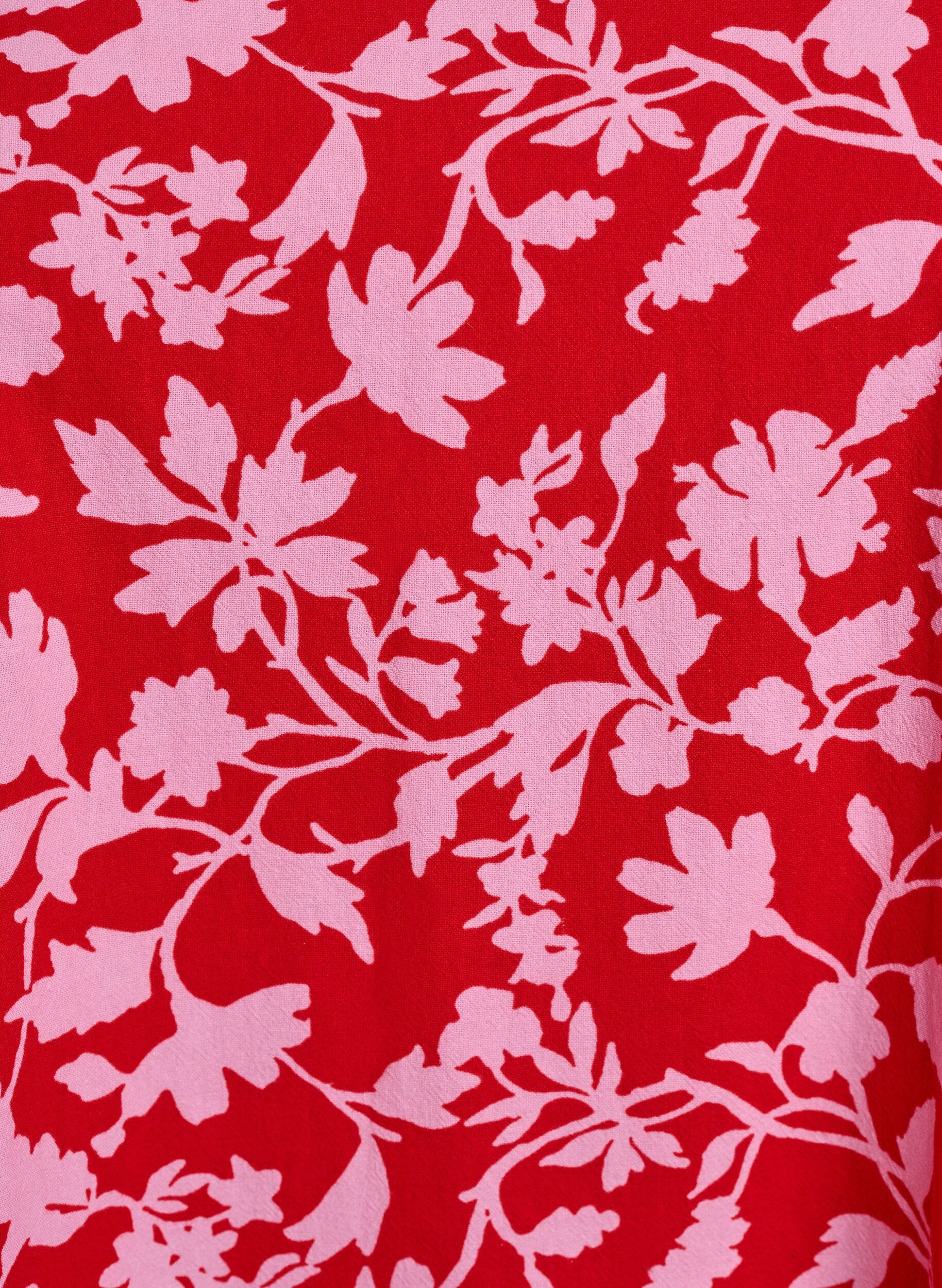 Zizzi Robe courte &eacute;vas&eacute;e &agrave; imprim&eacute; floral, Rouge, Packshot image number 2