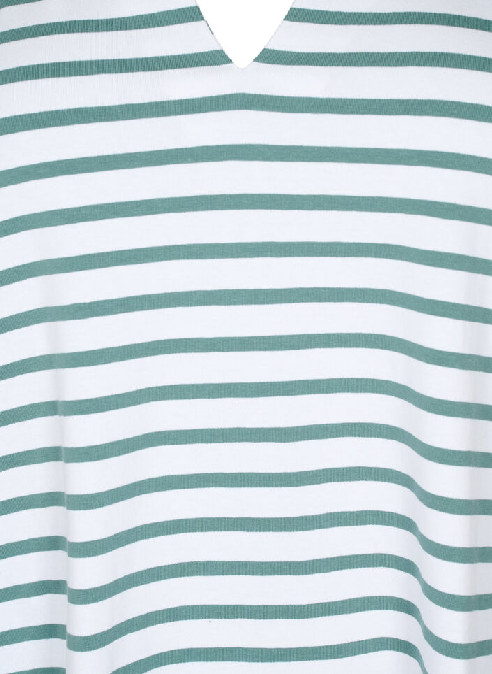 T-shirt en coton à rayures et encolure en V, B.White/SeaP.Stripes, Packshot image number 2