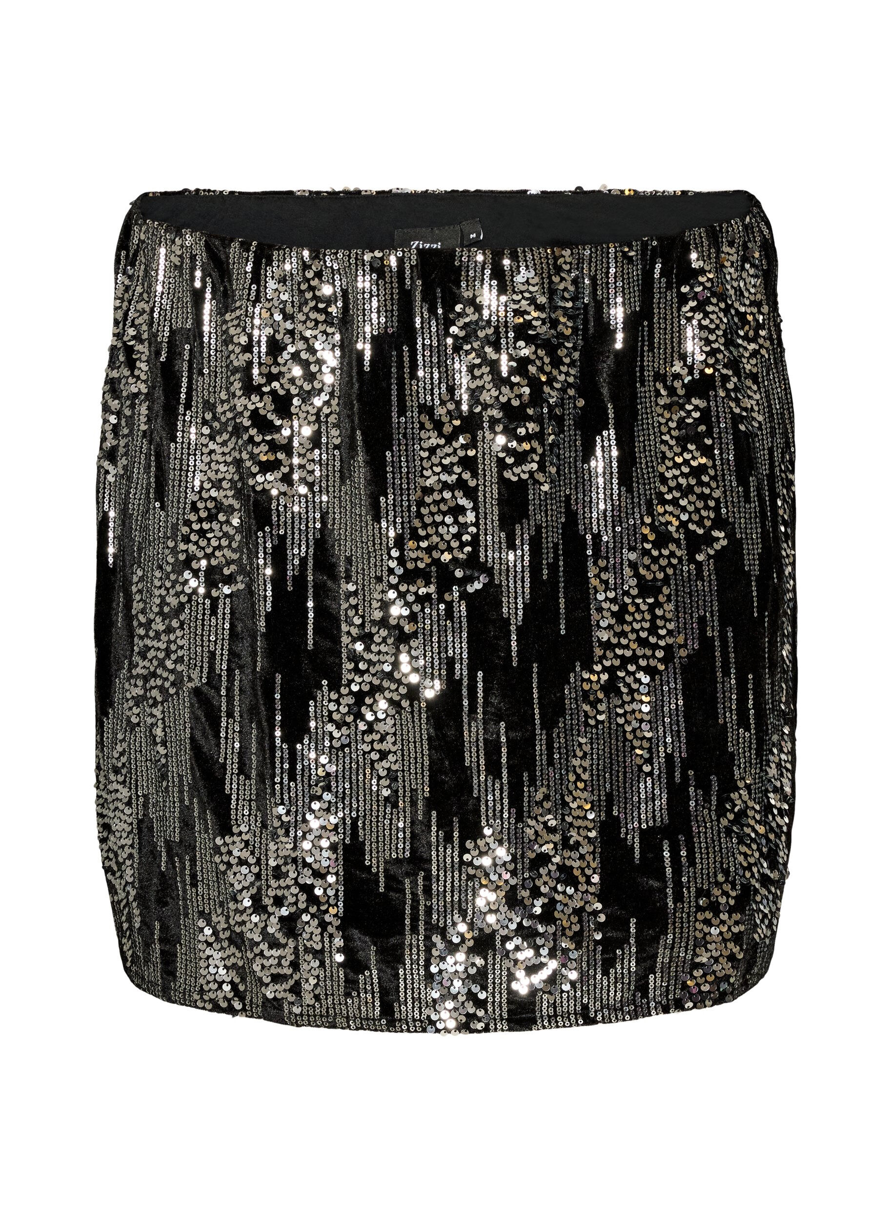 ZizziJupe courte &agrave; sequins, Noir, Packshot image number 0