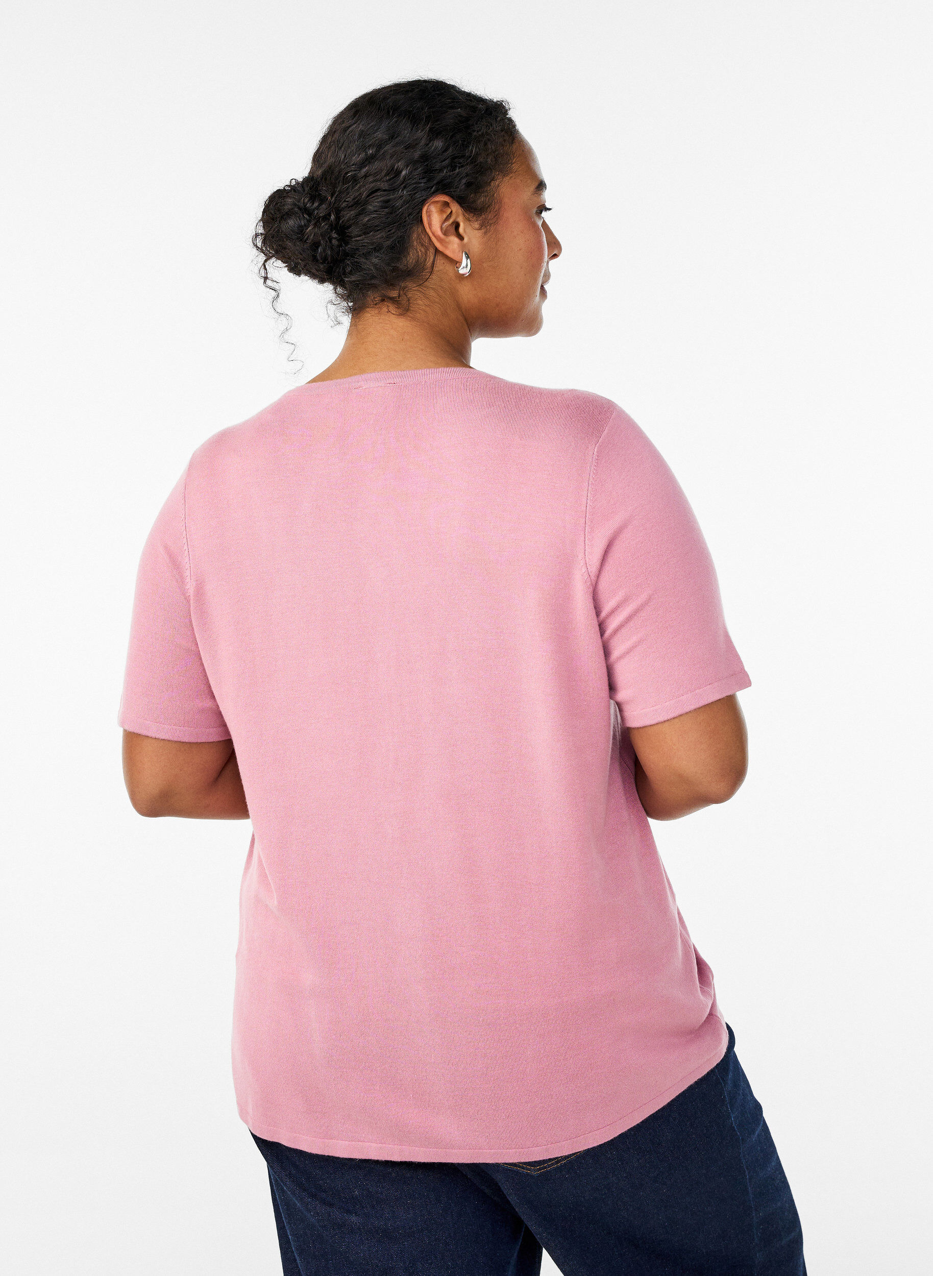 Zizzi Cardigan en maille &agrave; manches courtes en viscose, Rose, Model image number 2