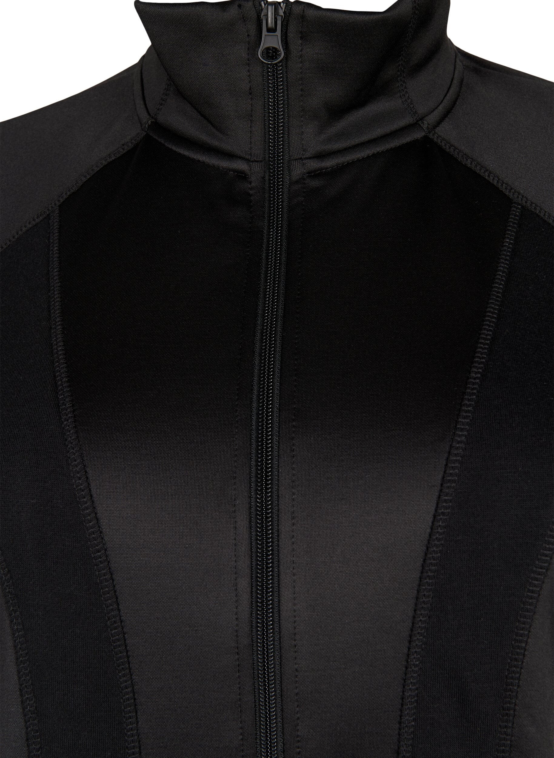 Zizzi Cardigan de sport avec fermeture &eacute;clair et col montant, Black, Packshot image number 2