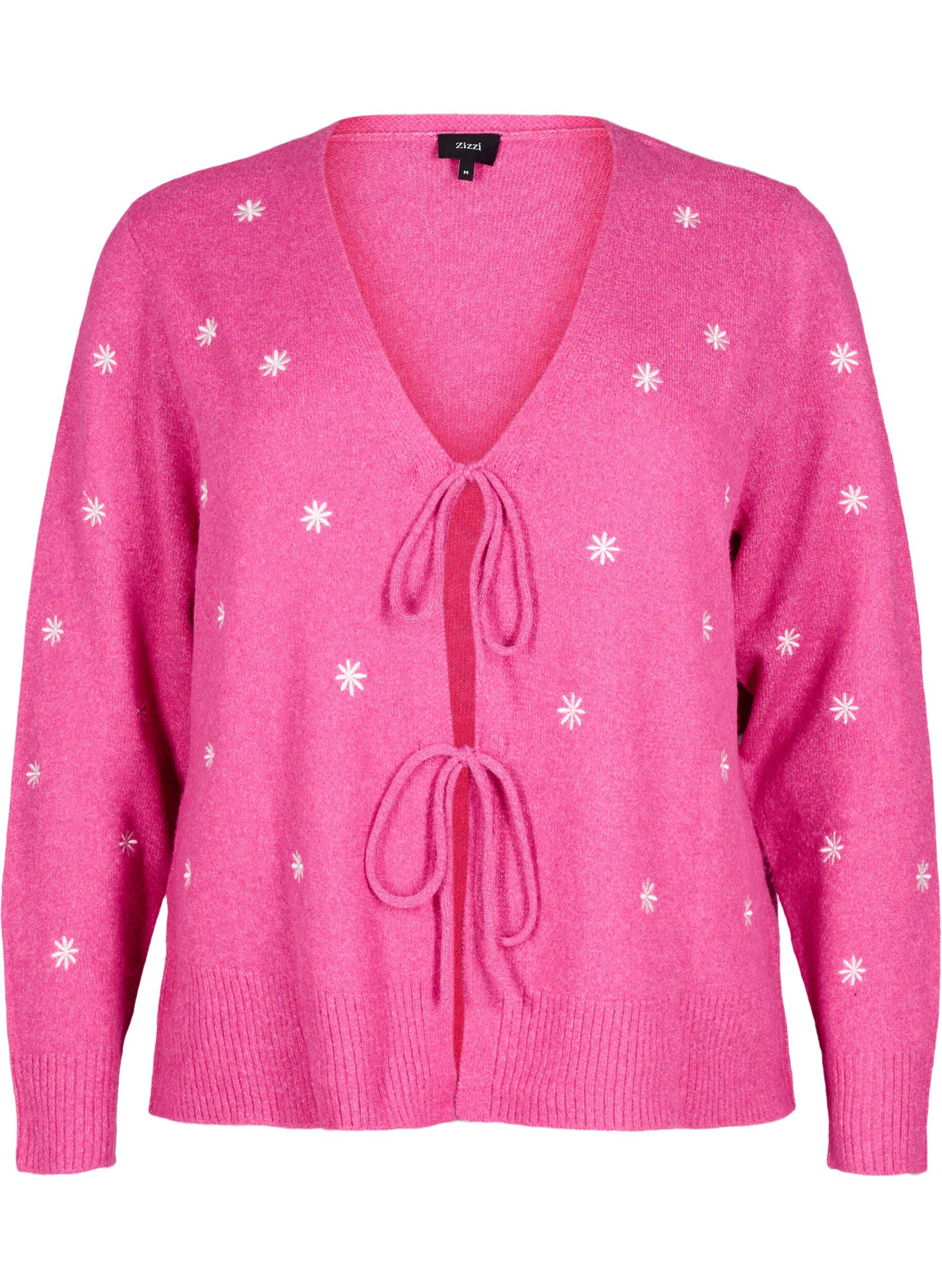 Zizzi Cardigan en tricot, brod&eacute;, &agrave; nouer avec des attaches, Raspberry Rose Comb, Packshot image number 0