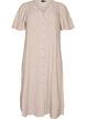 Robe midi en lin et viscose avec manches &agrave; volants, Beige, Packshot image number 0