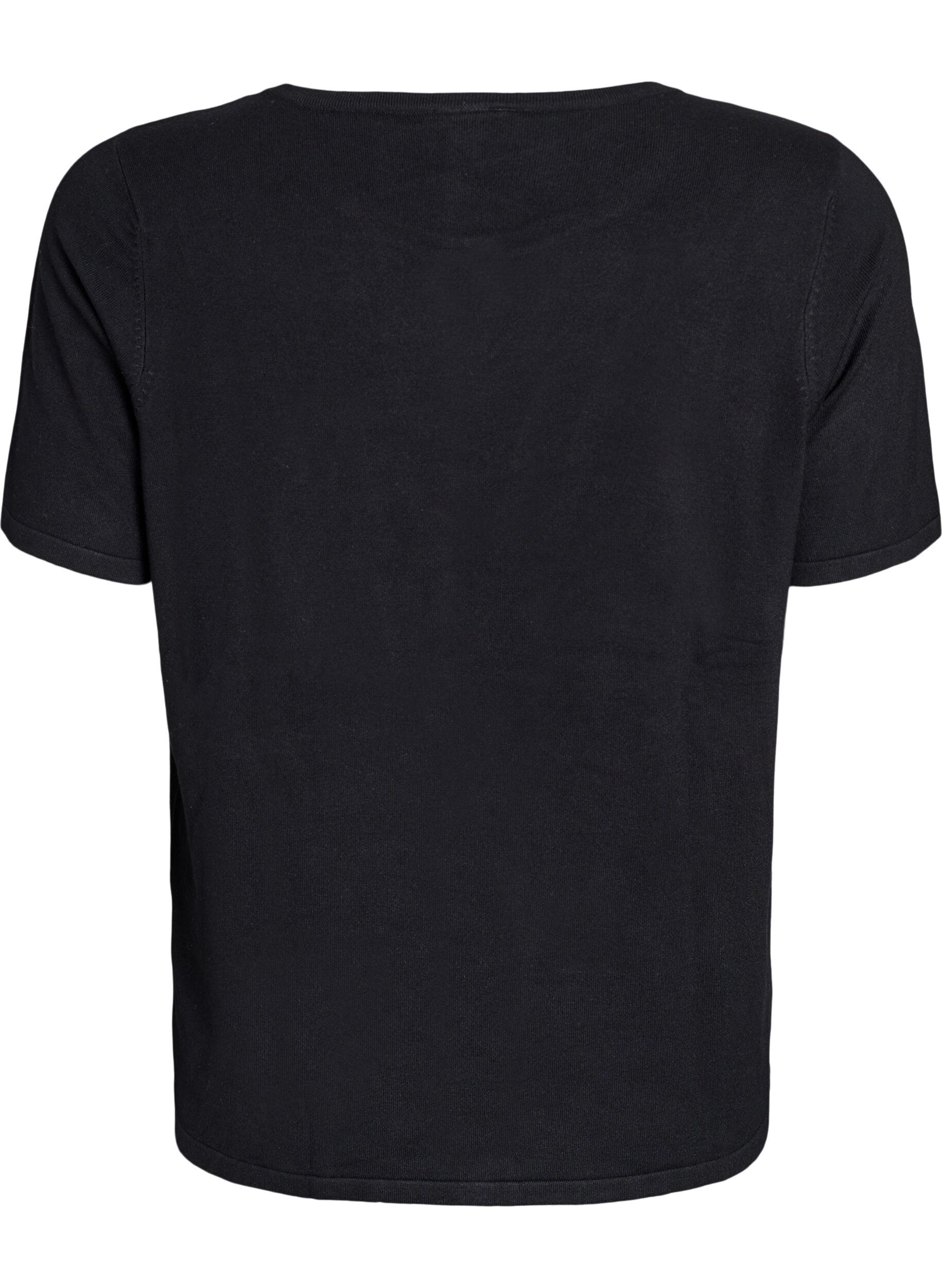 Zizzi Cardigan en maille &agrave; manches courtes en viscose, Noir, Packshot image number 1