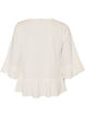 Blouse textur&eacute;e avec col V et volants, Vanille, Packshot image number 1