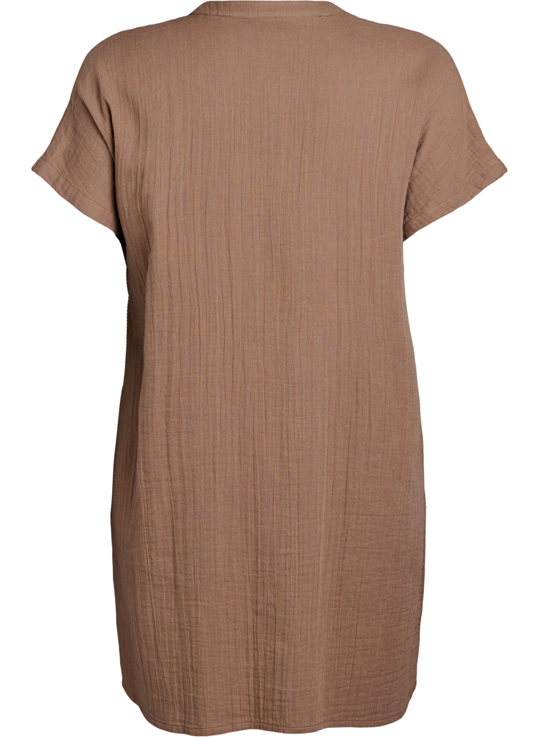 Zizzi Longue chemise en mousseline de coton, Marron, Packshot image number 1