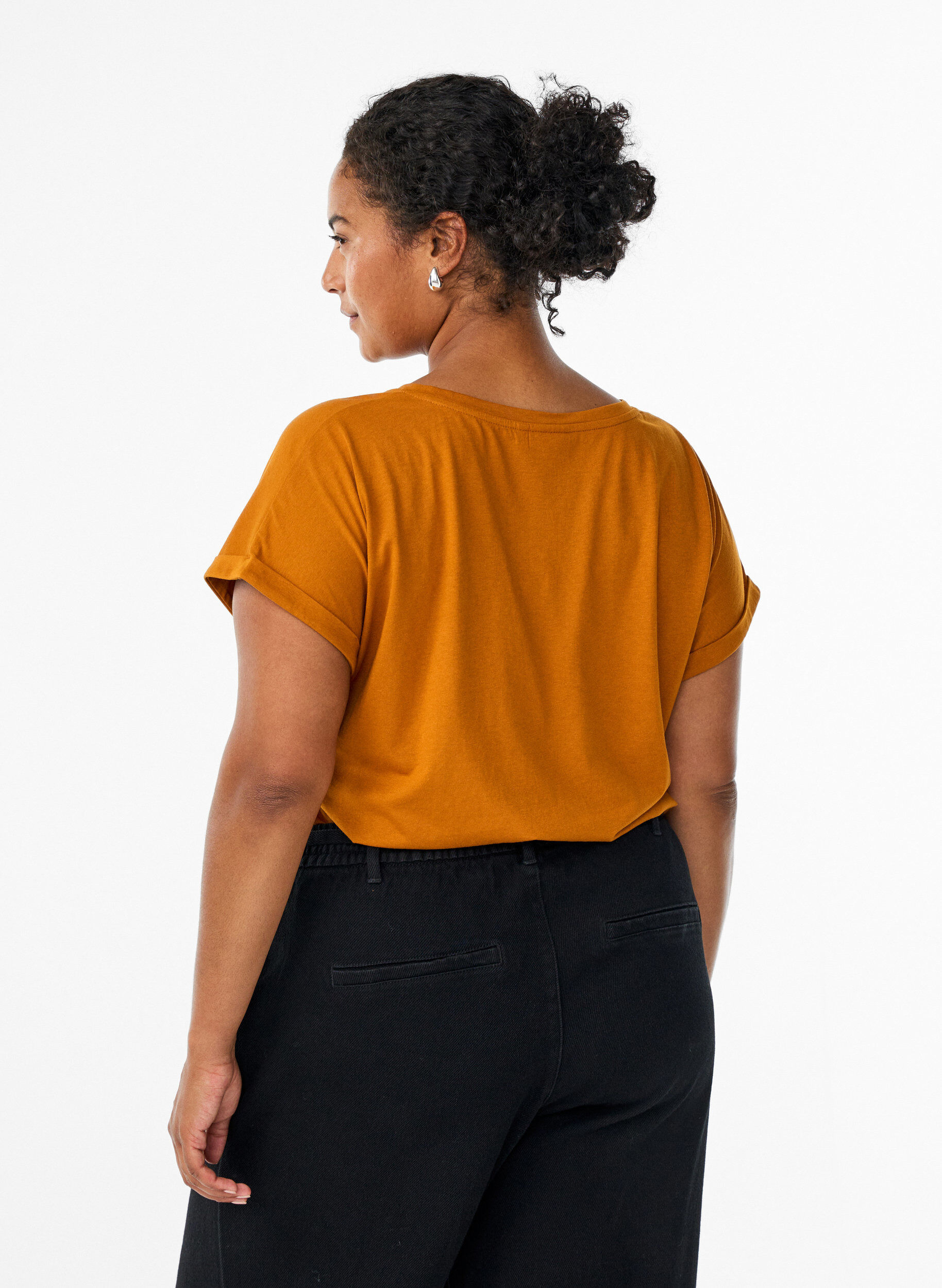 ZizziT-shirt &agrave; manches courtes en m&eacute;lange de coton, Orange, Model image number 2