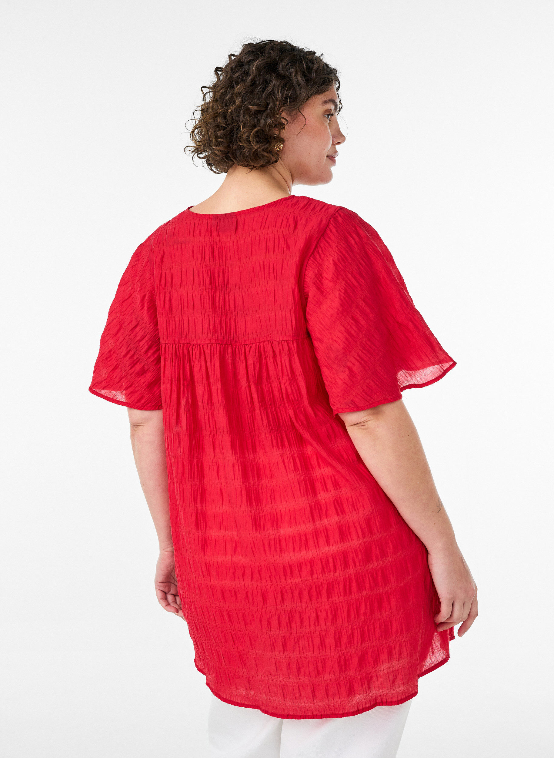 ZizziTunique en lyocell avec manches papillon, Rouge, Model image number 2