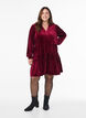 Robe courte en velours avec un col &agrave; volants et des manches longues, Rouge, Model image number 1