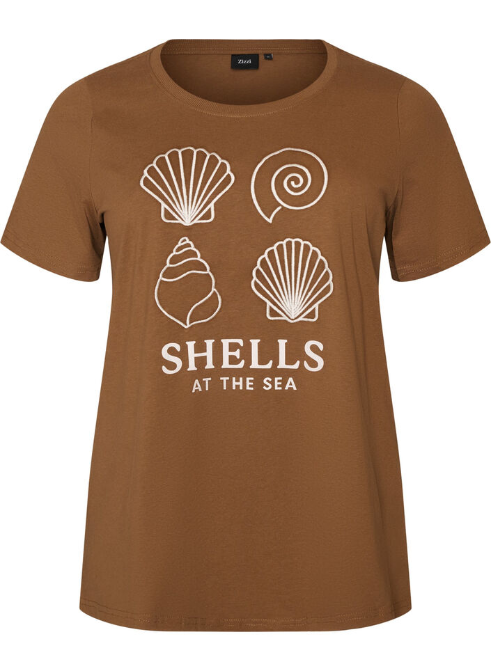 T-shirt en coton avec imprim&eacute;, Marron, Packshot image number 0