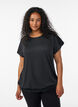 Blouse en jersey avec rayures textur&eacute;es et ourlet smock&eacute;, Noir, Model image number 0
