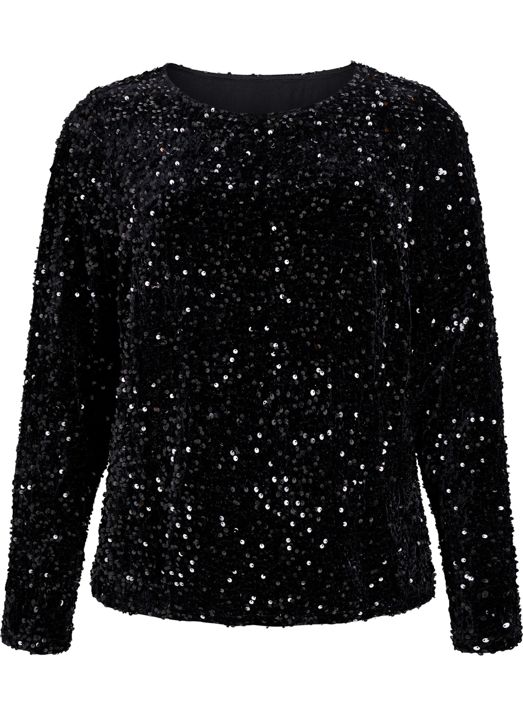 Blouse &agrave; sequins &agrave; manches longues