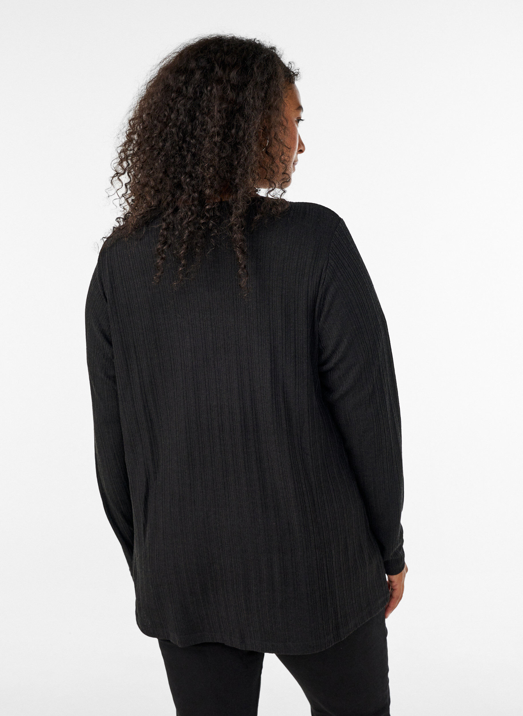 ZizziCardigan ouvert en jersey textur&eacute;, Noir, Model image number 2