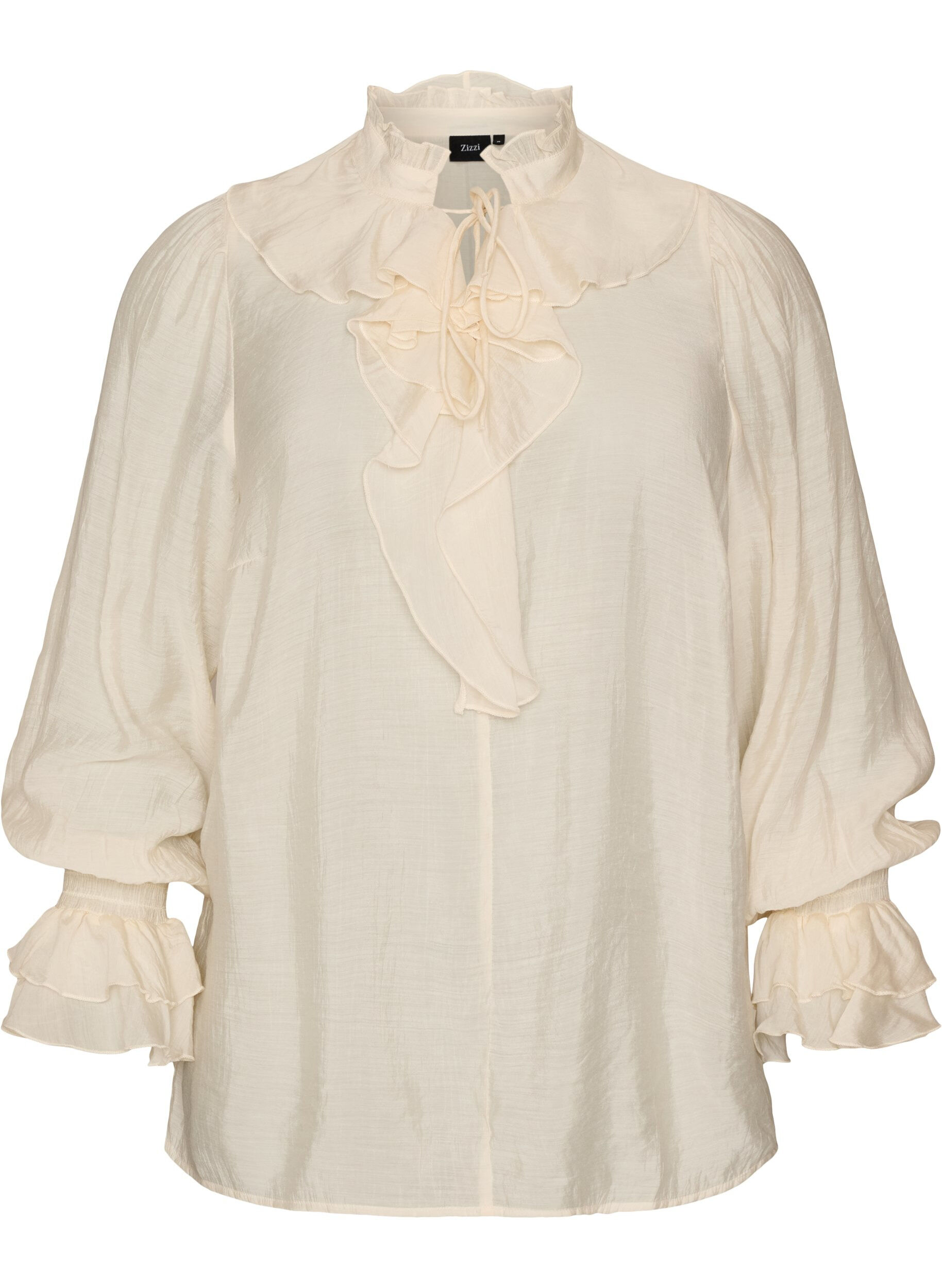 ZizziBlouse en viscose avec volants et manches longues, Vanille, Packshot image number 0