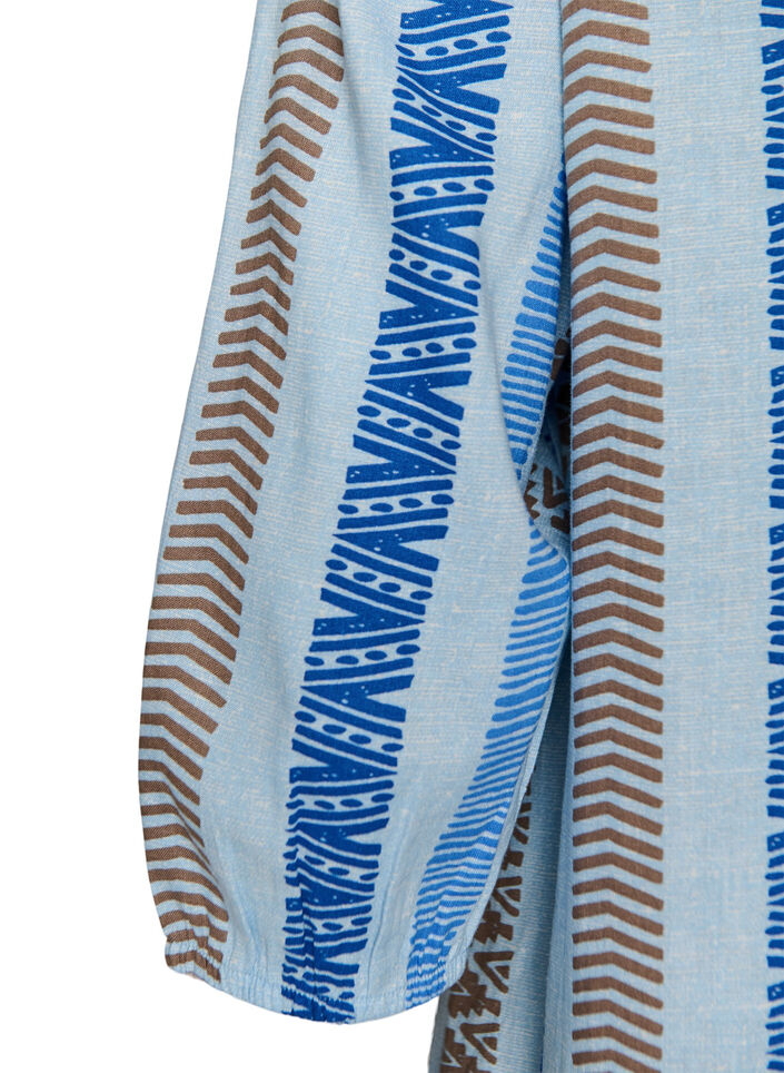 Robes courtes en lin et viscose &agrave; manches 3/4, Bleu, Packshot image number 3