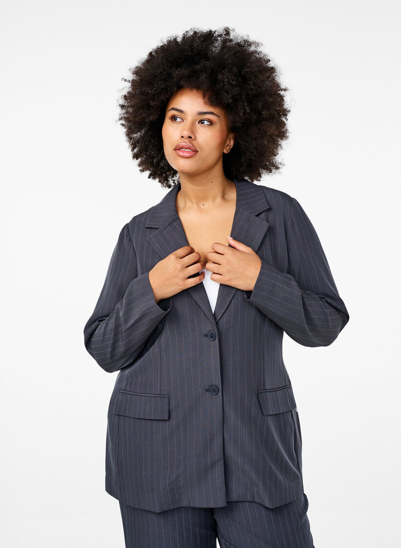 FLASH - Blazer avec des poches et une fente, Gris anthracite, Model image number 0