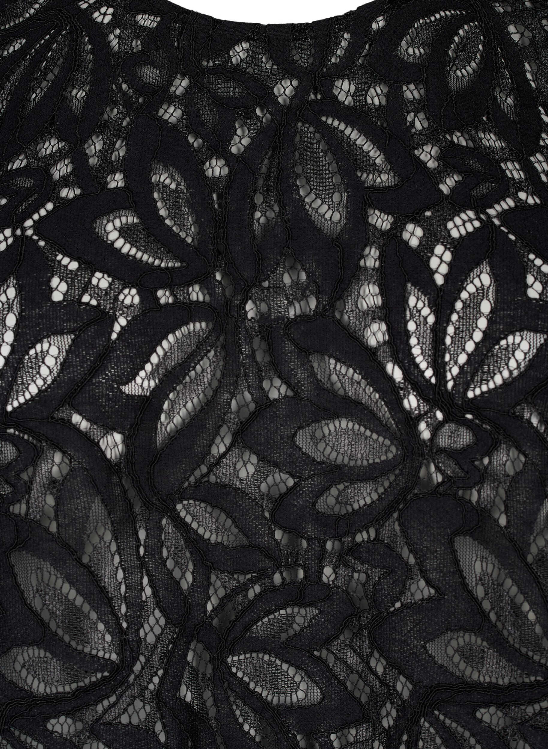 Zizzi Chemisier en dentelle &agrave; manches courtes, Black, Packshot image number 2