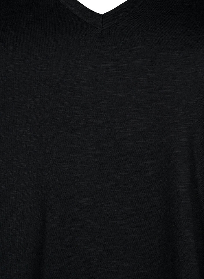 T-shirt basique &agrave; manches courtes et col en V, Noir, Packshot image number 2
