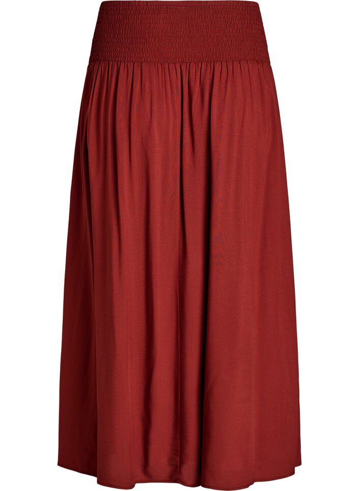 Jupe longue en viscose avec smocks, Bordeaux, Packshot image number 1
