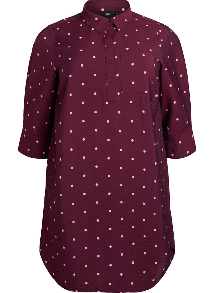 Robe courte avec col et poche poitrine, Bordeaux, Packshot image number 0