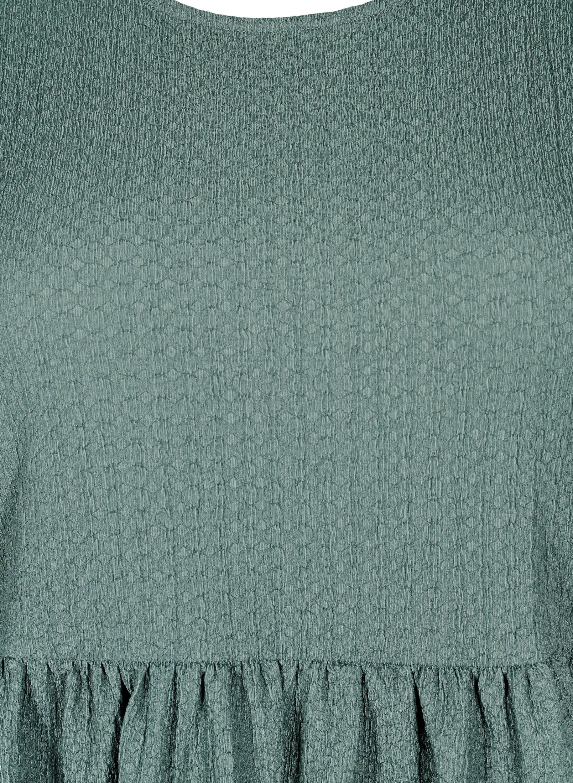 Zizzi FLASH - Robe courte avec texture et manches 3/4, Balsam Green, Packshot image number 2