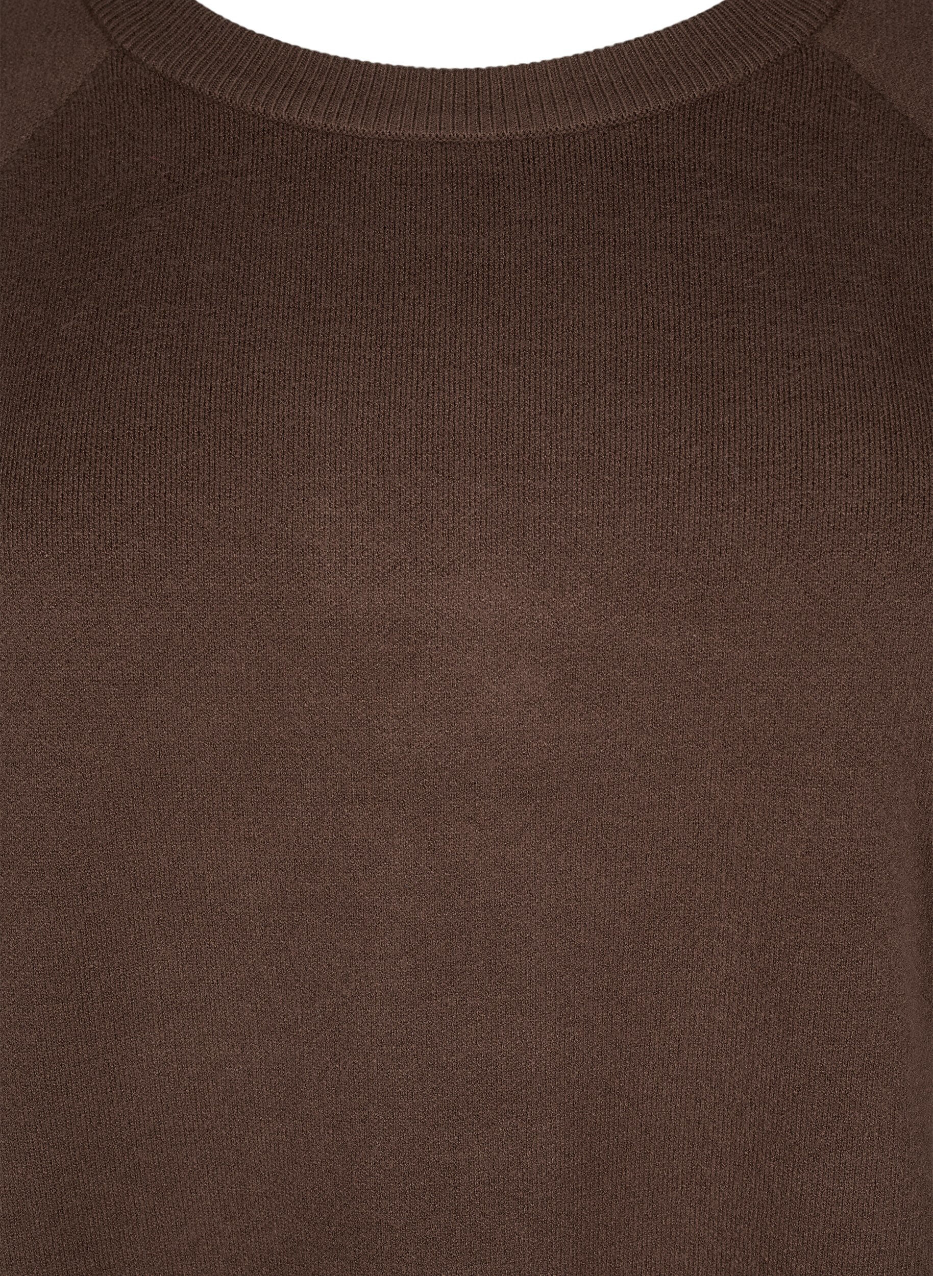 Zizzi Robe en maille avec col rond &agrave; fente, Marron, Packshot image number 2