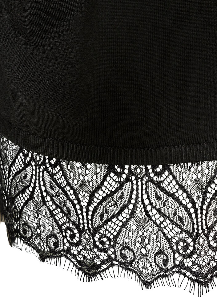 Cardigan avec large ourlet en dentelle, Noir, Packshot image number 3