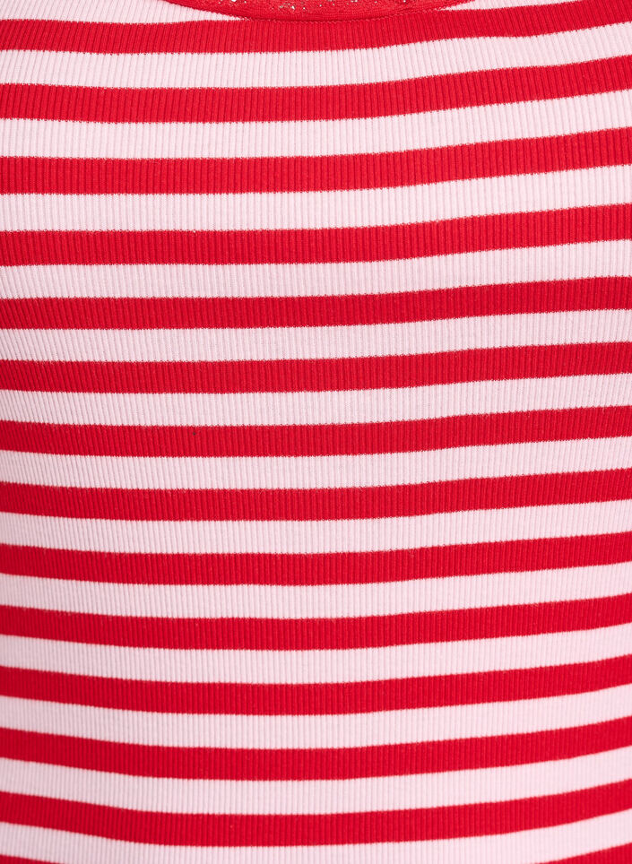 Top ray&eacute; &agrave; texture c&ocirc;tel&eacute;e avec finition en dentelle, Rose, Packshot image number 2