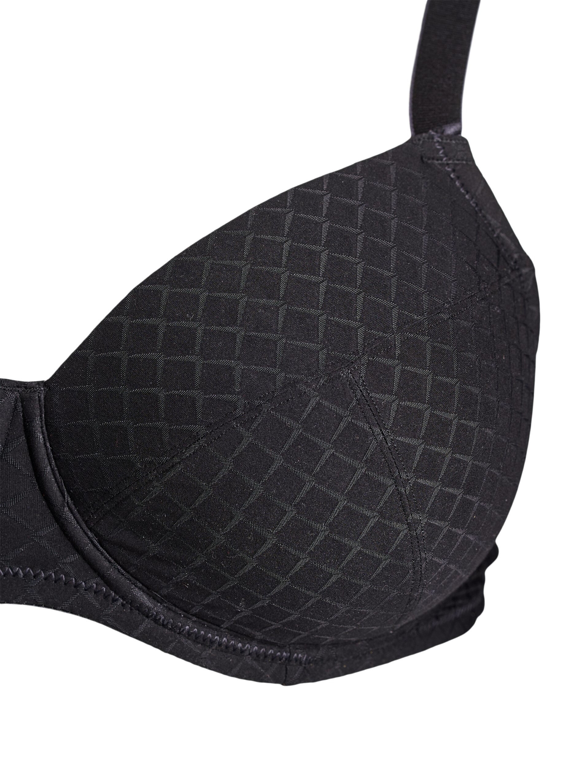 ZizziSoutien-gorge rembourr&eacute; en microfibre &agrave; carreaux, Noir, Packshot image number 2