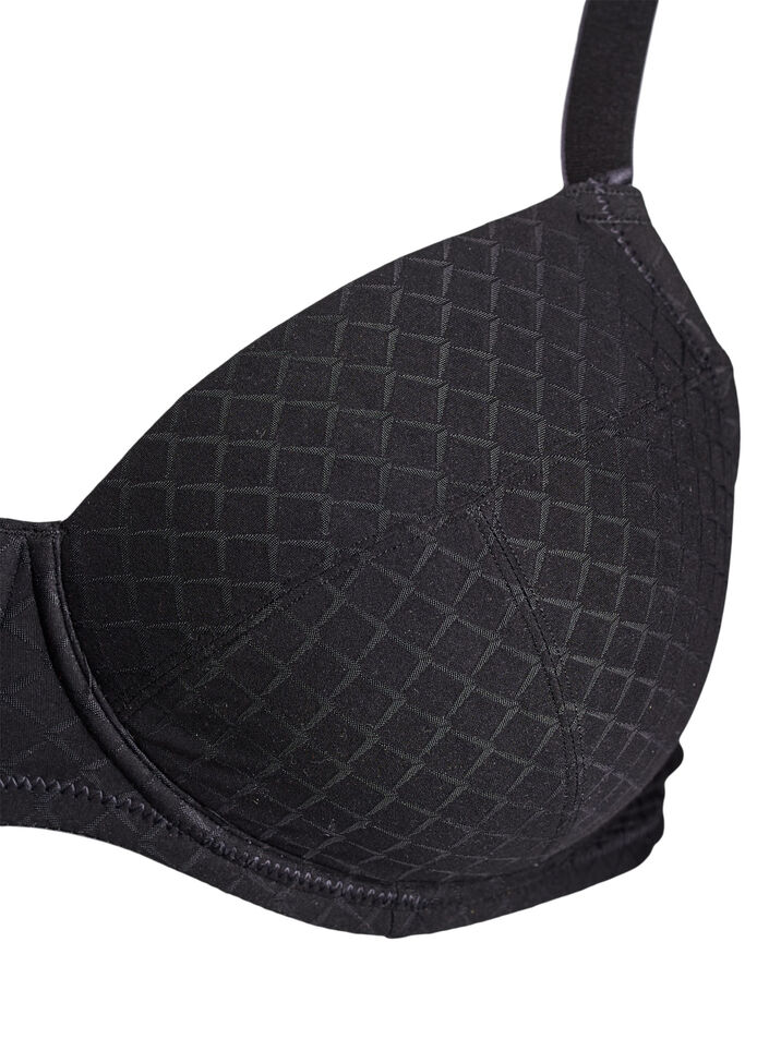 Soutien-gorge rembourr&eacute; en microfibre &agrave; carreaux, Noir, Packshot image number 2