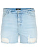 Shorts en jean avec détails vieillis, Light Blue Denim, Packshot image number 0