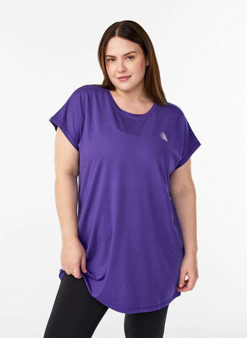 T-shirt long d'entra&icirc;nement, Violet, Model image number 0