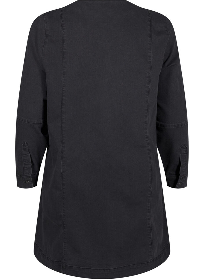 Robe en jean forme trapèze avec fermeture éclair, Grey Washed, Packshot image number 1