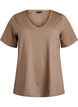 T-shirt basique &agrave; manches courtes avec col en V, Marron, Packshot image number 0