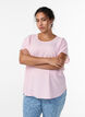 Blouse &agrave; manches courtes et encolure ronde, Rose, Model image number 0