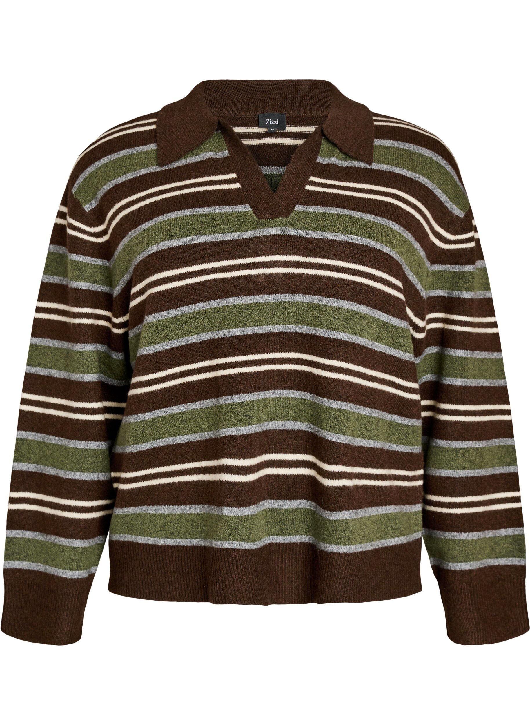 Blouse en maille &agrave; rayures et col polo