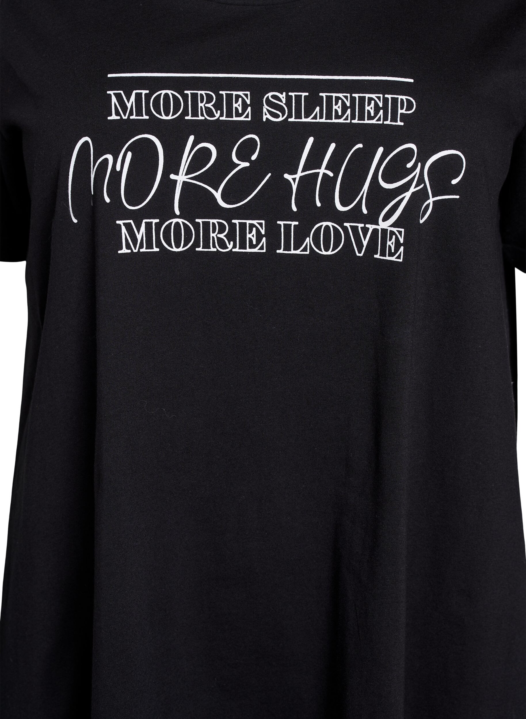 ZizziChemise de nuit &agrave; manches courtes en coton biologique, Noir, Packshot image number 2