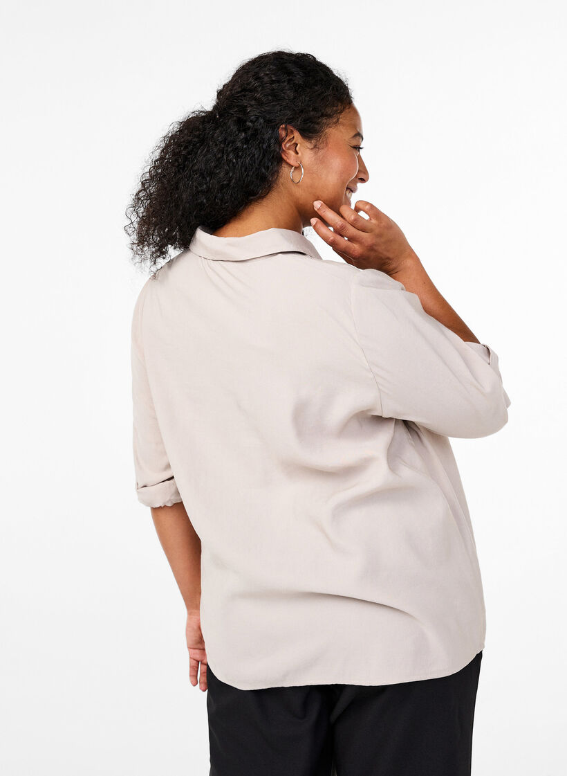 Chemise ornée de clous et dotée de manches 3/4, Beige, Model image number 2