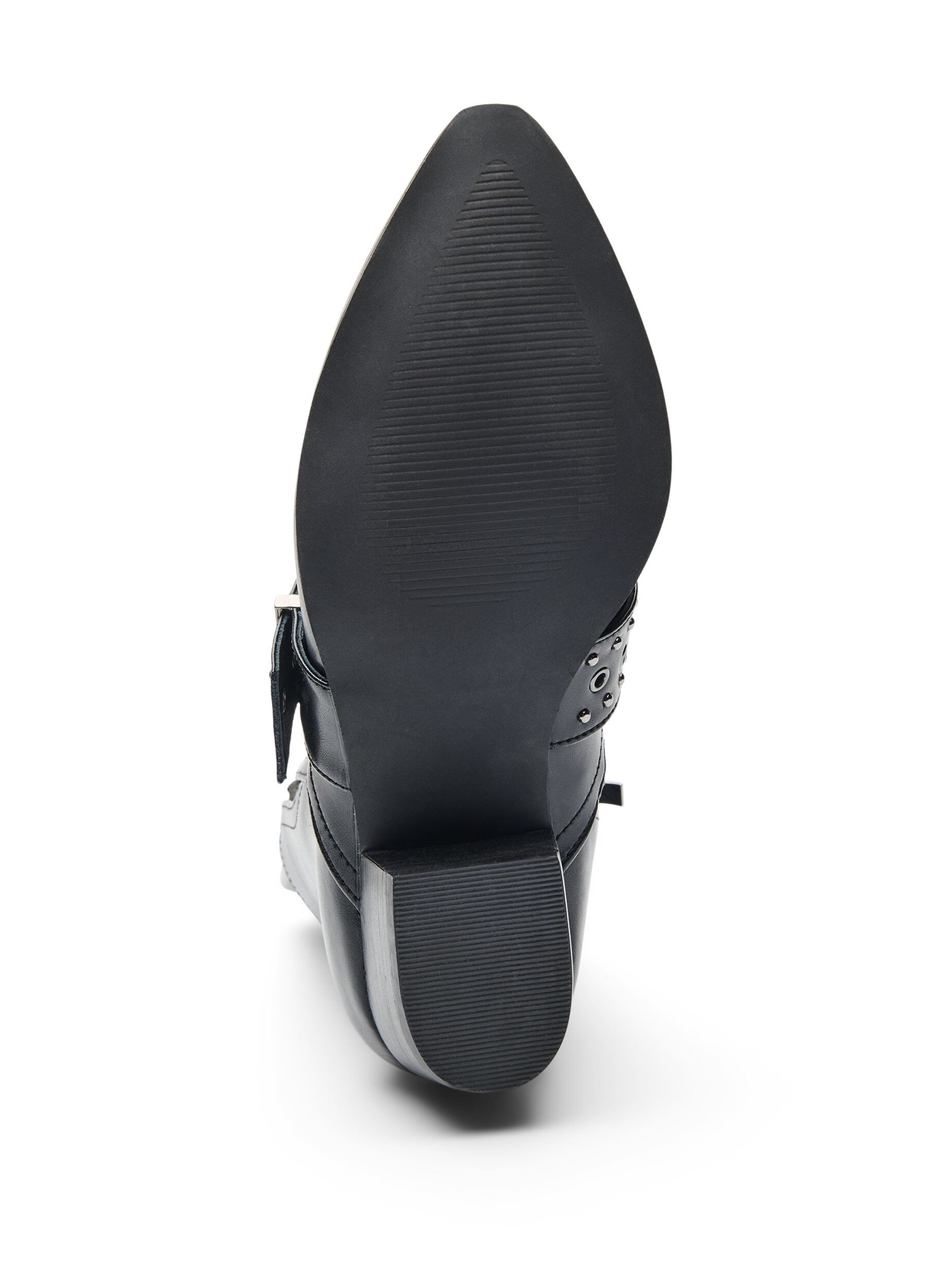 ZizziBottine en cuir avec bride et clous, Noir, Packshot image number 5